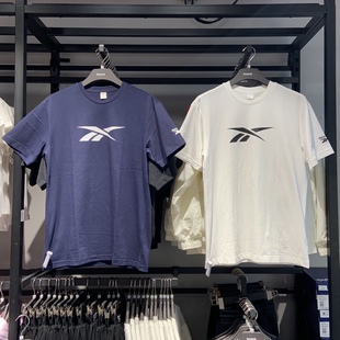 锐步Reebok 大LOGO男女款经典百搭纯棉透气圆领短袖T恤半袖GR8481