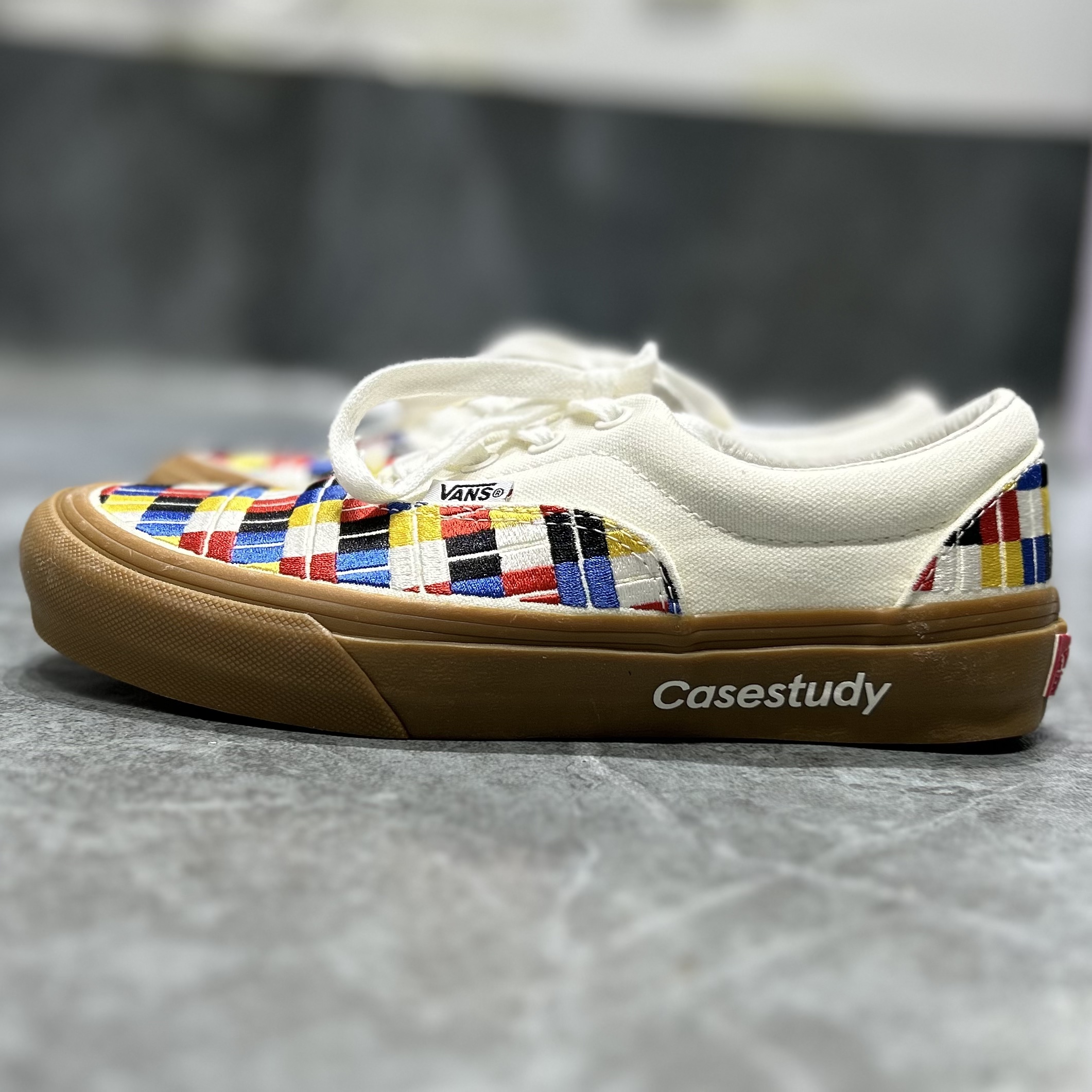 Vans Era Vault联名款男女情侣白刺绣格子低帮板鞋子VN0A4BNHVE1