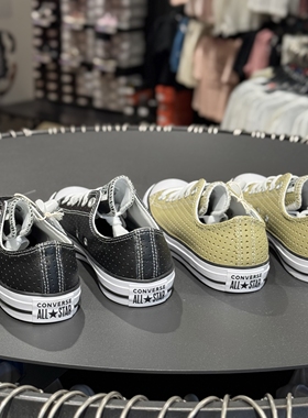 匡威Converse新款男女情侣运动轻便透气黑色低帮皮面板鞋A12815c