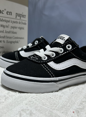 Vans Ward经典黑白休闲时尚百搭儿童款一脚蹬帆布板鞋VN0A3QU1187