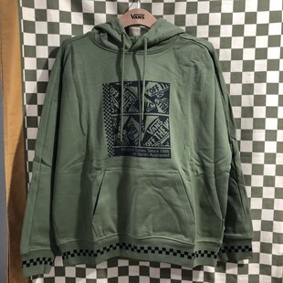 vans 春秋季绿色字母百搭舒适男女同款休闲连帽卫衣vn000gqfamb