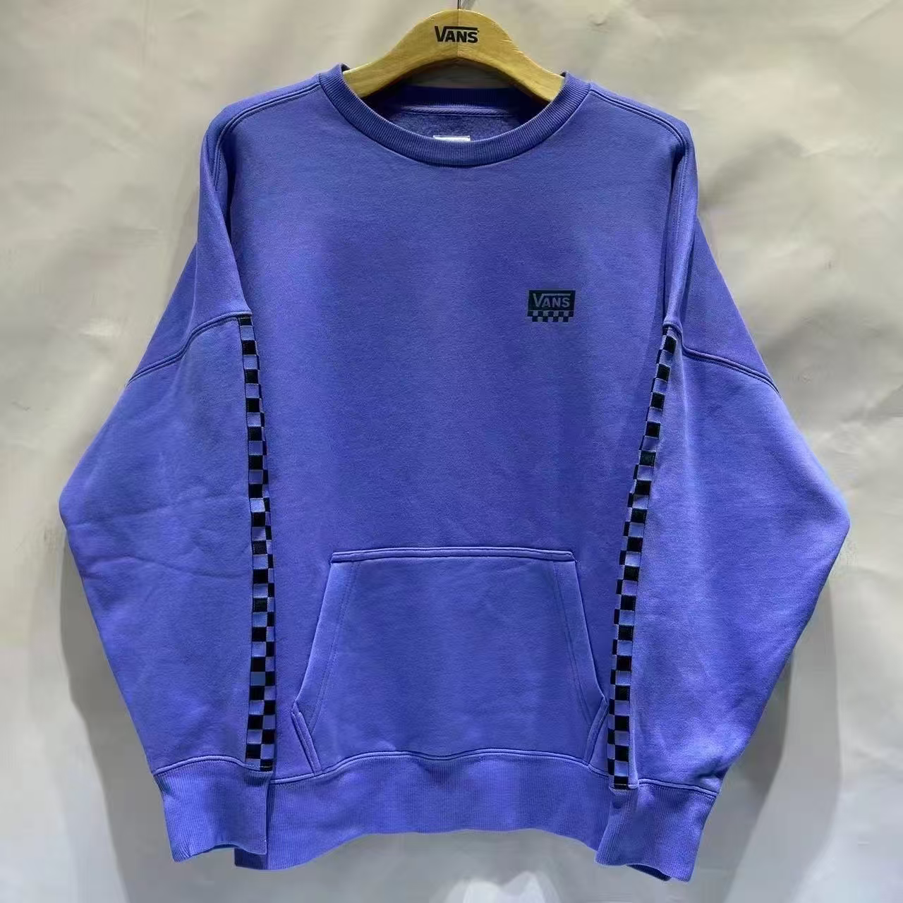 VANS 春秋紫色新款百搭舒适男女同款休闲圆领加绒卫衣VN000911BT2