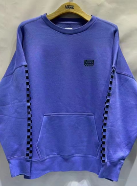 VANS 春秋紫色新款百搭舒适男女同款休闲圆领加绒卫衣VN000911BT2