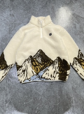 VANS范斯春秋半拉链羊羔绒男女子米色套头衫外套卫衣VN0000BF3KS