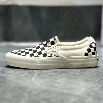 vans slip-on黑白棋盘格一脚蹬Vr3环保低帮帆布板鞋子VN0007NC1KP