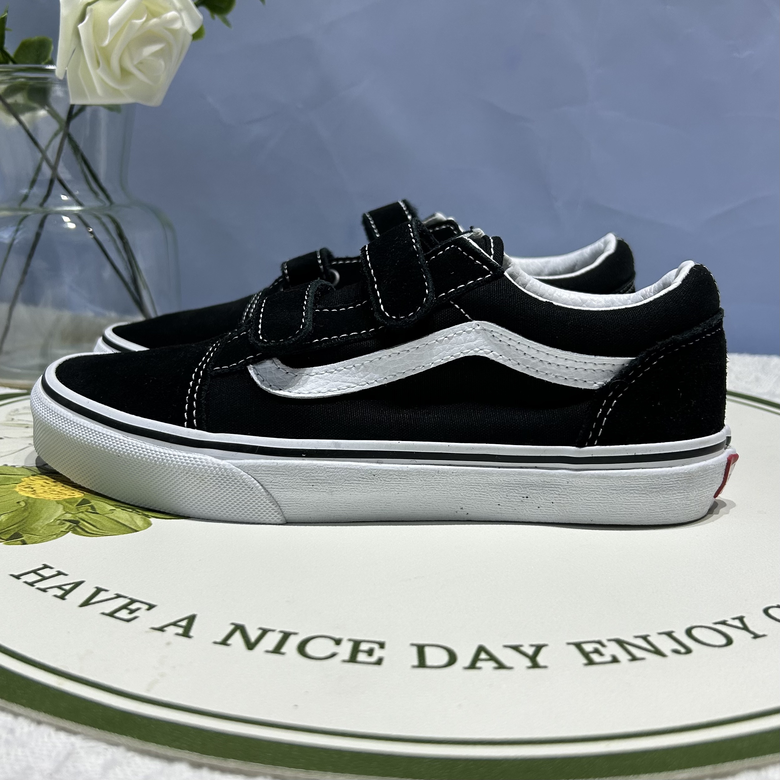 Vans Old Skool魔术贴经典黑白休闲百搭男女同款板鞋VN0A4UI16BT