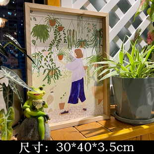 北欧莫兰迪色小众挂画~ins温馨暖色风景画实木框电表箱花店装饰画