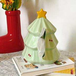 圣诞树陶瓷纸巾盒 高度20 直径15