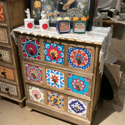 实木彩色小柜子 62*30*75