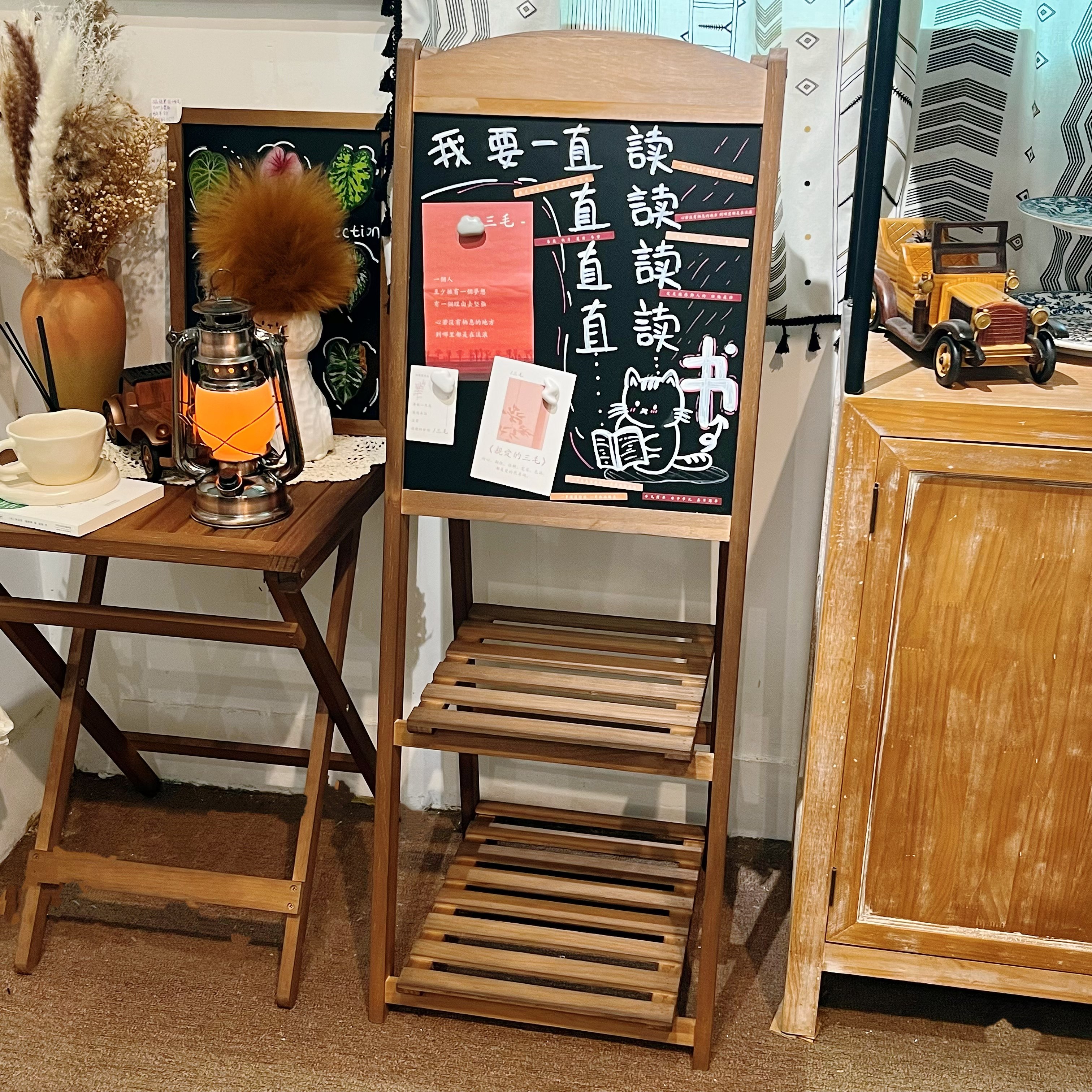 实木松木带黑板书架 送3个冰箱贴+3支马克笔 简易安装 无异味环保,住宅家具,其他架类,淘宝优惠券,粉丝福利购,淘宝优惠卷