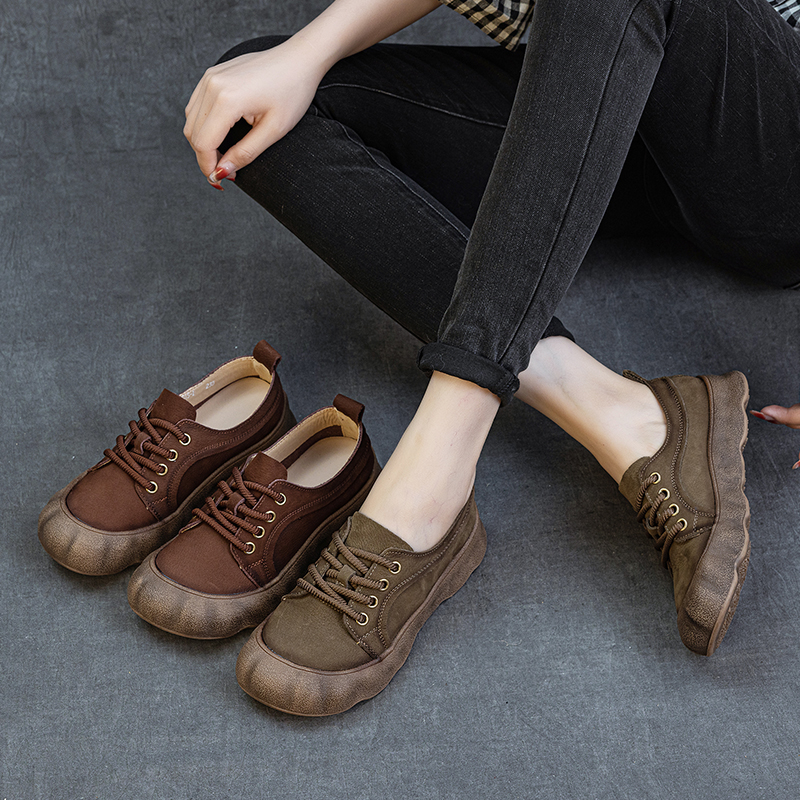 简约百搭呆萌大头手工复古女单鞋