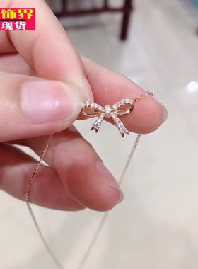 18K金蝴蝶结项链ins设计感吊坠