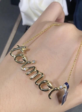 字母时尚风锁骨链镶钻吊坠新品