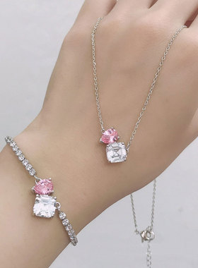 宏光女镶钻小清新心项链原版品质