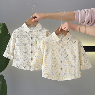 男童衬衫 衬衣洋气小童儿童帅气外套婴儿衣服 全棉a类儿童春秋长袖