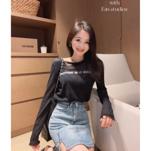 新色透透质地字母休闲针织衫 JU好穿真丝莱赛尔 春夏新品 FAN