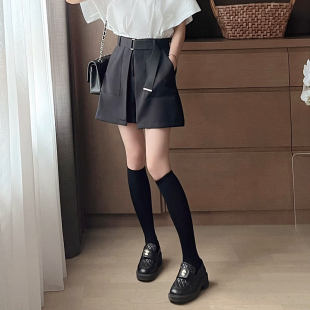 黑色实穿休闲短裤 FAN JU百搭腰带款 谁都能穿好看 盛夏新品