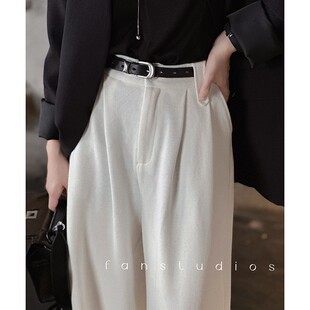 秋新品 型无di自带氛围感帅气白色阔腿裤 原 版 价298 FAN