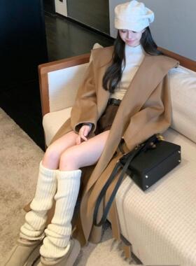 日系jk白色针织腿套过膝堆堆袜腿套护膝保暖y2k风袜套女春秋冬ins