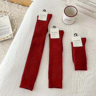 2025秋冬款 安可拉红小腿袜ins潮过膝袜加厚保暖 羊绒堆堆袜走秀款