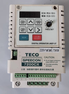 TECO东元7200CX变频器220V0.75kW变频调速器JNTSBDBA001JK---二手