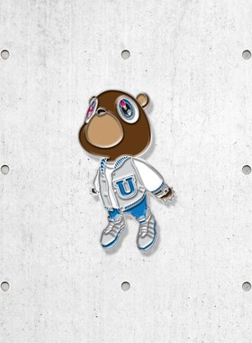 Pinleader定制KanyeWest Dropout Bear Pin村上隆 侃爷辍学熊徽章