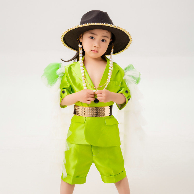 儿童模特时尚短款礼服演出服玫红