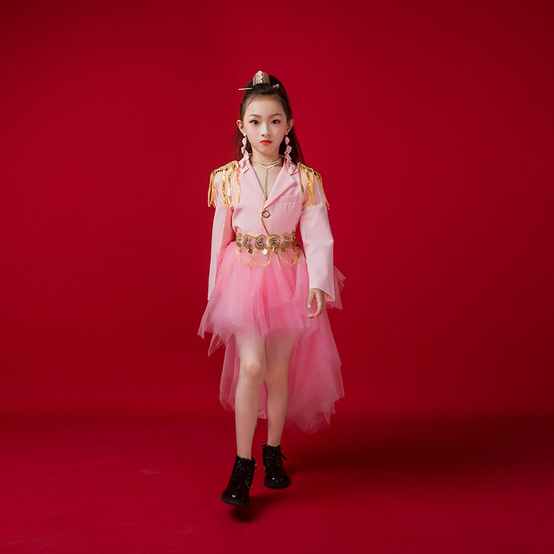 2026新款芭比粉公主裙女童t台走秀晚礼服跳舞西装拆卸多变款超值