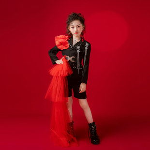 皖君原创模特走秀黑色西装礼服马卡龙走秀潮服时尚男女同款战队服