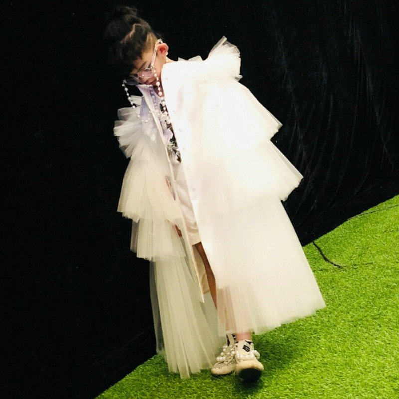 皖君原创设计 高端男童T台走秀礼服白色夸张舞台总决赛潮服出租