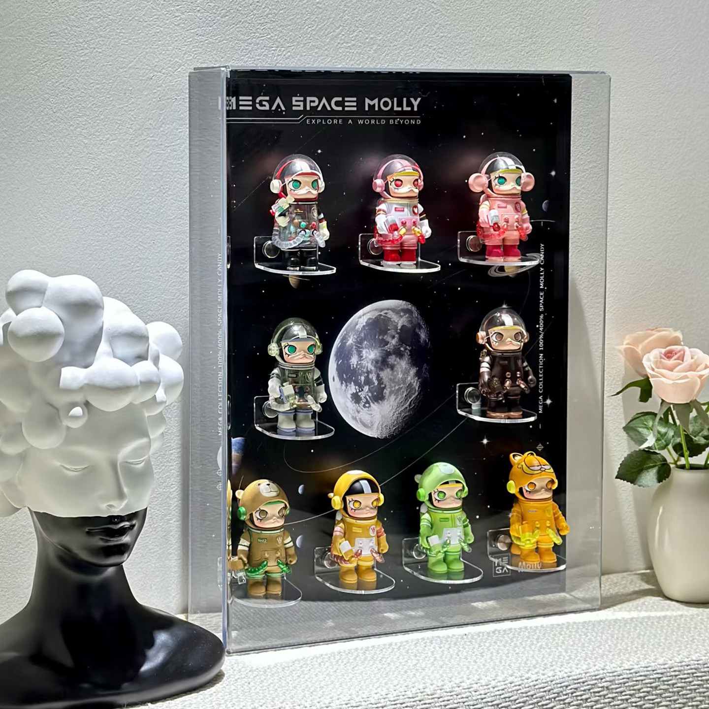 盲盒展示架泡泡玛特MEGA茉莉1234代通用收纳框盲盒手办防尘展示盒