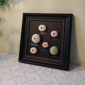 以琳标本中古色相框手工制作贝壳海胆珍珠石膏相框带黑卡纸