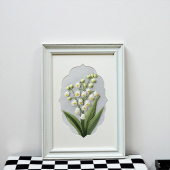 新中式 复古风刺绣画框带绣球花型卡纸绣花国画实木相框摆台挂墙