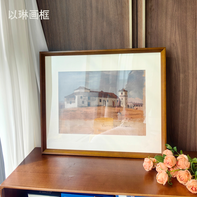 实木摆台挂墙照片作品装裱装饰