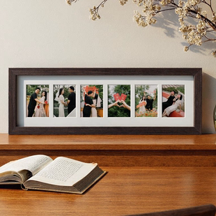 六连框实木多宫格相框来图印照片桌面摆台摆件亲子情侣儿童照片框