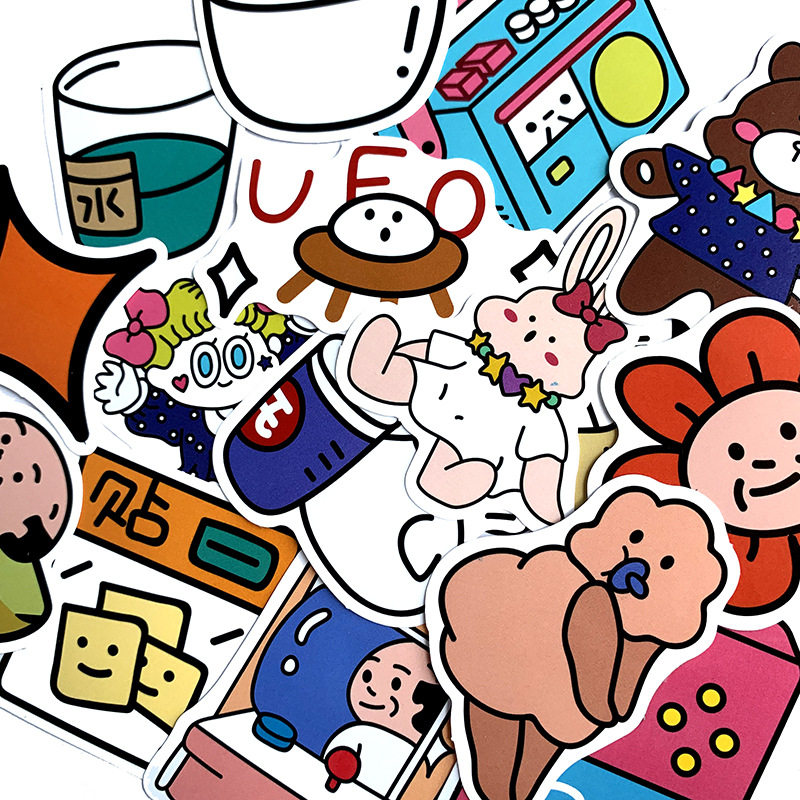 ins氧气老头卡通防水车贴装饰摩托车手机电脑头盔行李箱diy贴纸