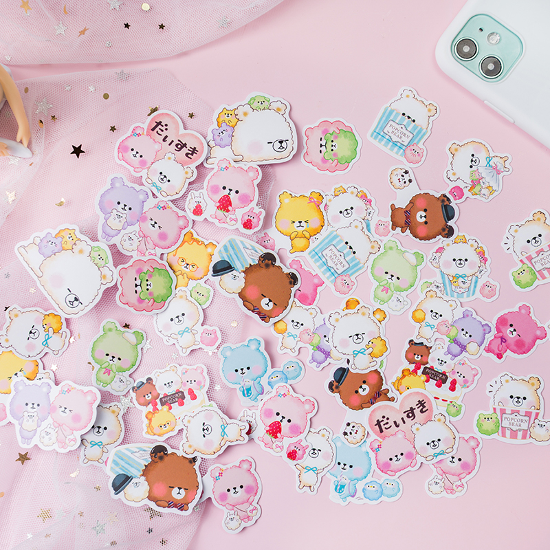 卡通粉色可爱小熊日记本装饰小图案手账贴纸素材少女心日系手帐