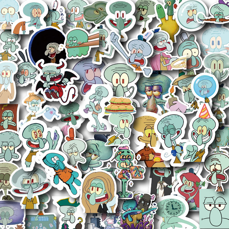 60张卡通可爱章鱼哥手账贴纸笔记本电脑手机装饰diy相册手帐贴画