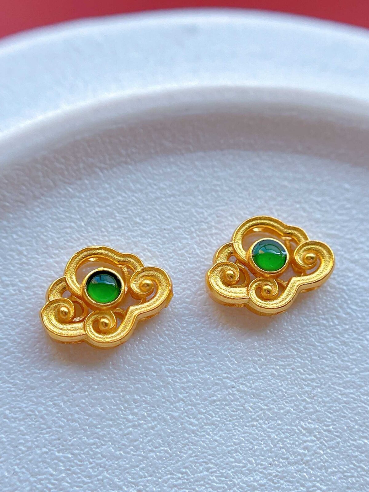 925 고대 프랑스 실버 골드 도금 액세서리 구슬과 뒷면 구름 액세서리로 구분된 옥 상감 구름 액세서리 DIY 펜던트 페르시 팔찌 땋은 밧줄