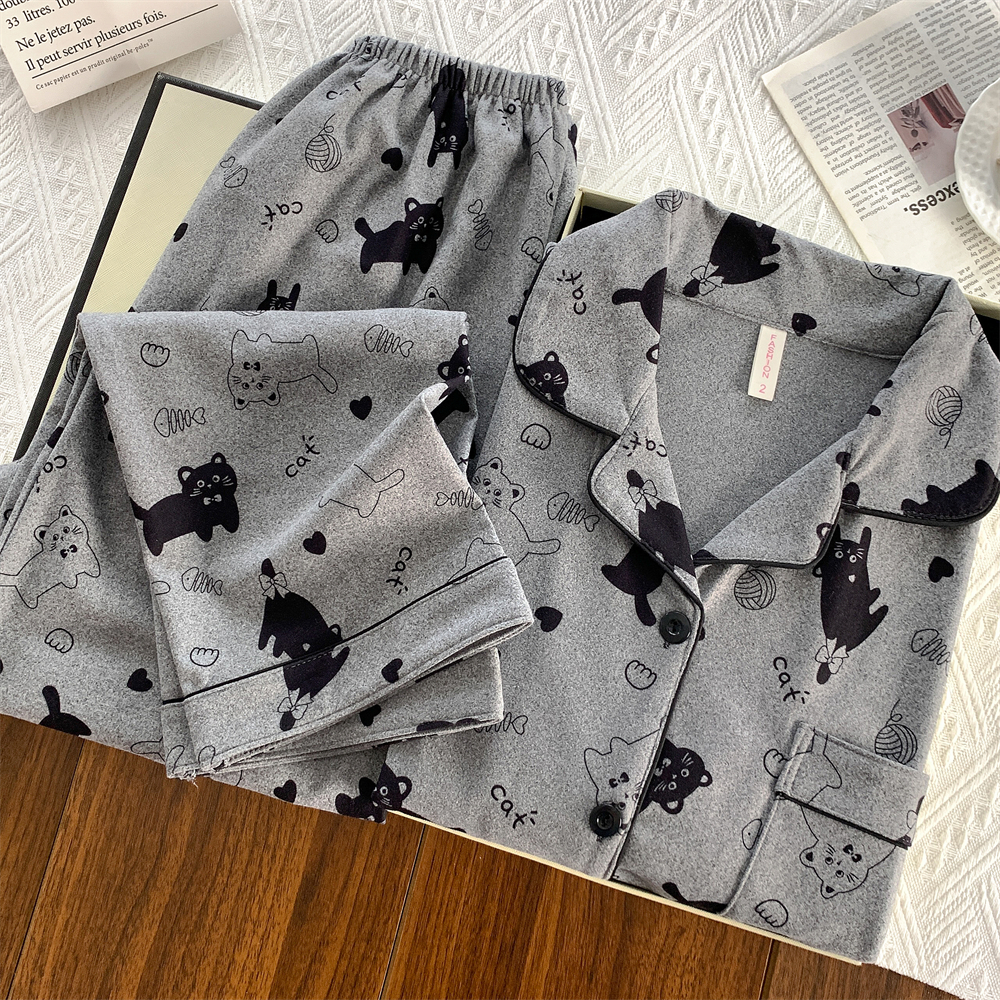 网红德绒睡衣女韩版ins风新款少女保暖秋冬加绒加厚甜美宽松家居