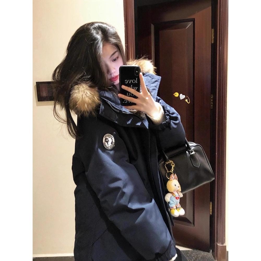 工装派克羽绒棉服女韩版冬季百搭加厚美式高级情侣大毛领棉衣外套