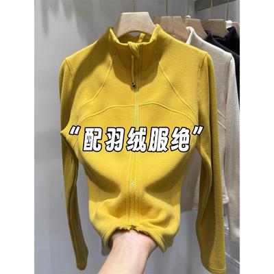 双拉链半高领德绒羽绒服内胆女