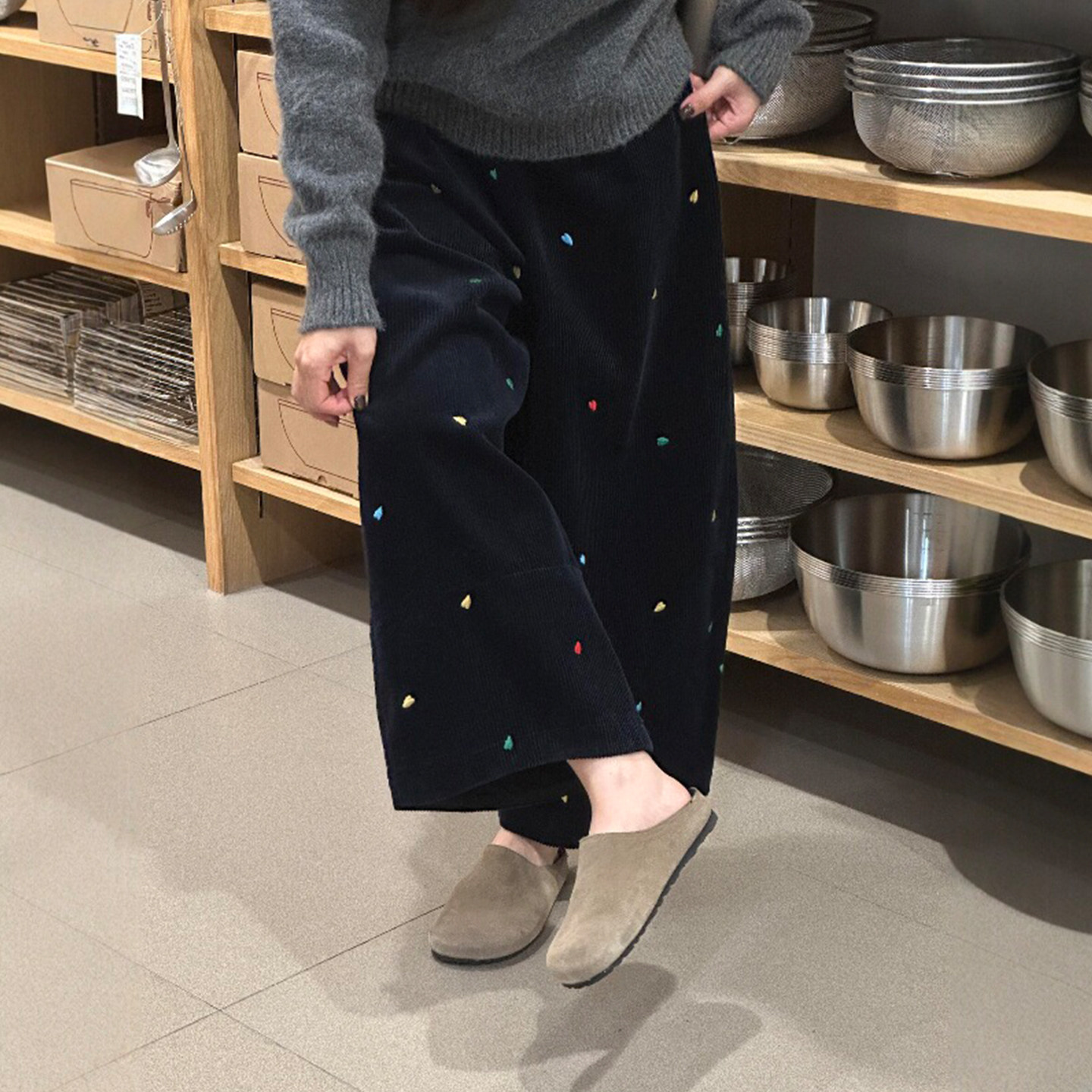 灯芯绒阔腿裤小个子巨好看裤子