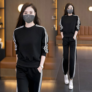 大码专柜女装休闲时尚运动服套装2024秋季新款胖mm遮肉减龄两件套