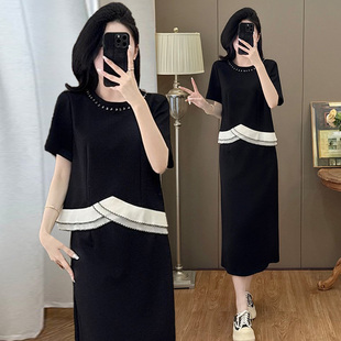 夏季 大码 2025年新款 套装 显瘦遮肉不规则上衣半身裙女 女装 胖mm法式