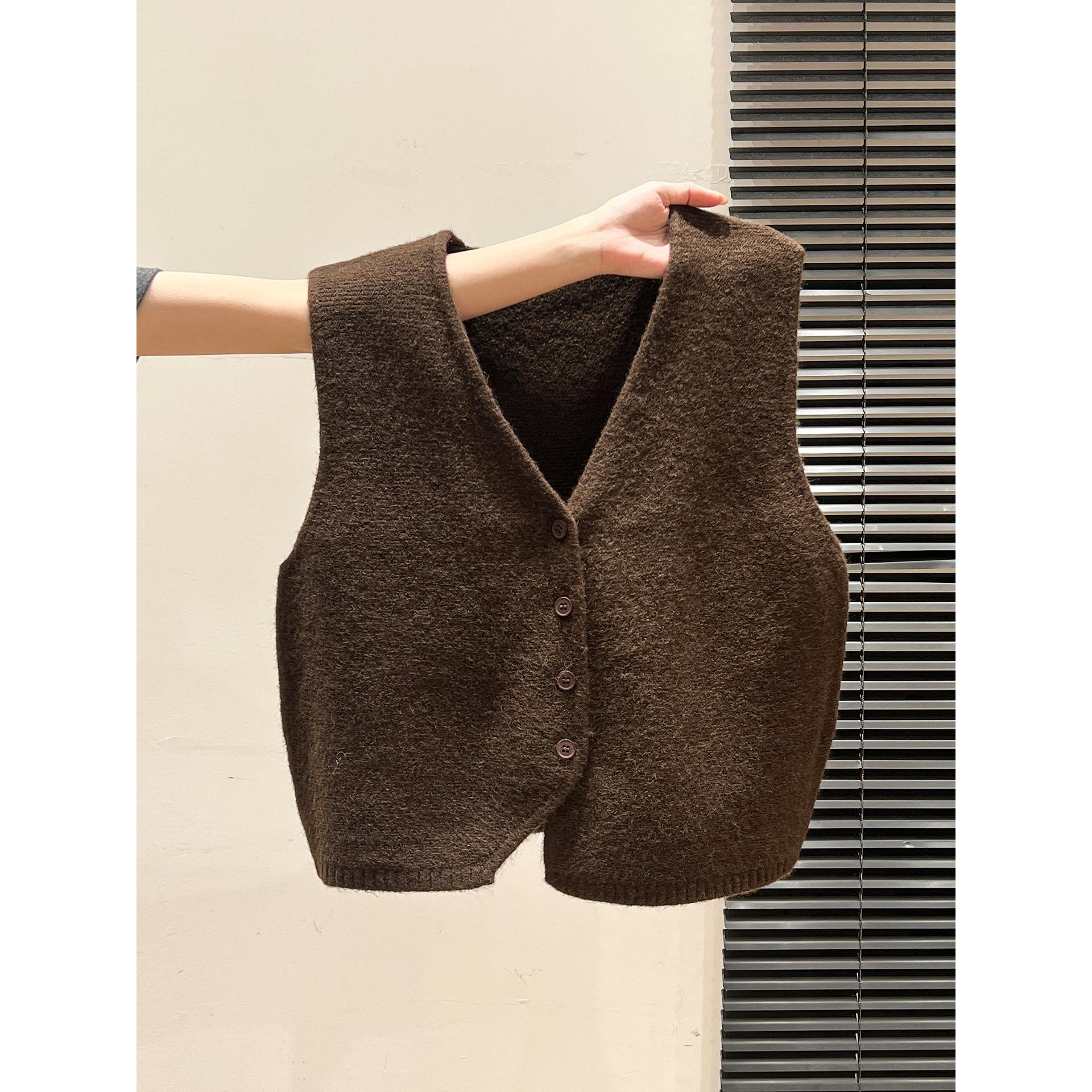 叠穿无袖开衫上衣马甲外套