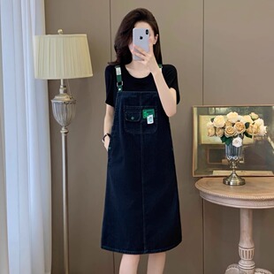 洋气假两件牛仔连衣裙 时尚 胖mm宽松遮肉显瘦背带裙女夏季 2026新款