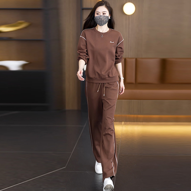 大码套装秋季休闲运动2025新款韩系胖妹妹长袖卫衣+裤子两件套女