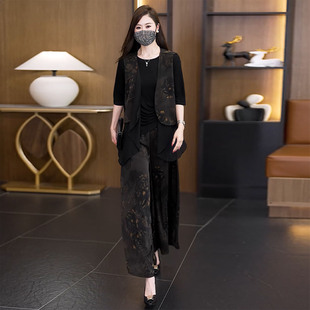 夏季大码女装时尚休闲套装女2026新款御姐范百搭减龄洋气三件套装
