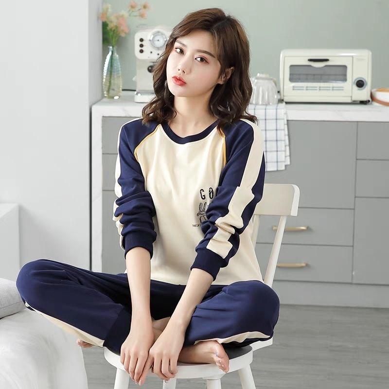 纯棉春秋款女款睡衣套装女